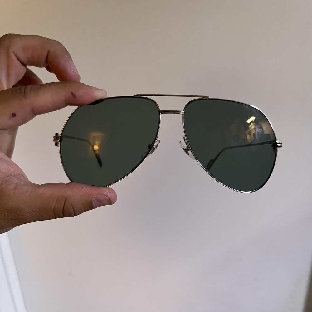 Cartier Sunglasses Mens Gold Green Aviator Metal CT0110S Made In France